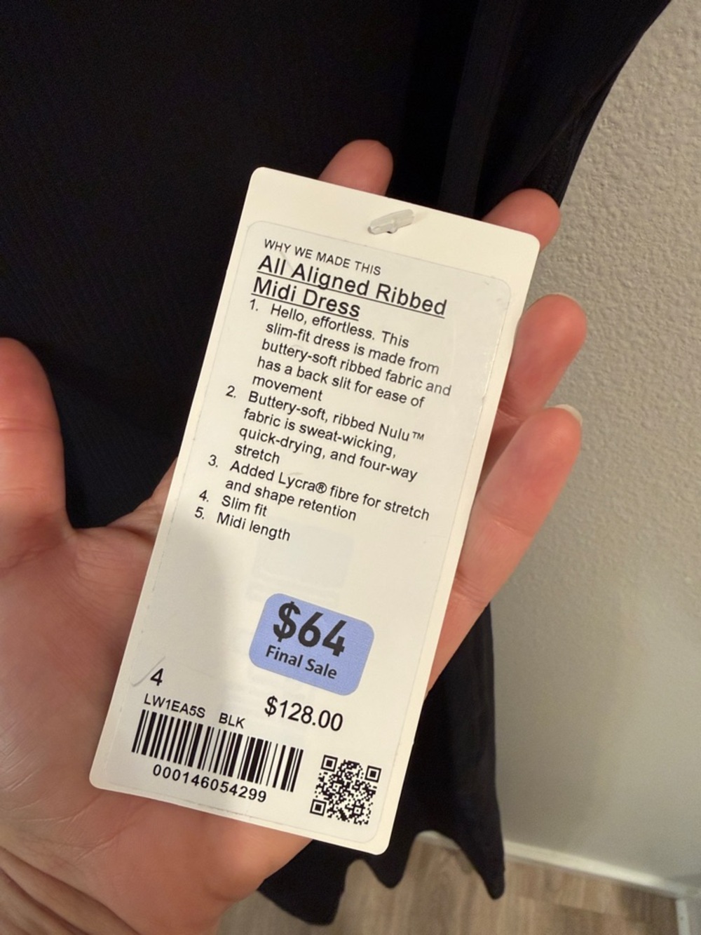 lululemon athletica All Aligned Black Ribbed Sleeveless Midi Dress - Picture 3 of 7